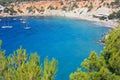 The blue sea of Ã¢â¬â¹Ã¢â¬â¹ibiza in summer and its bright colors between water and beaches in the coves